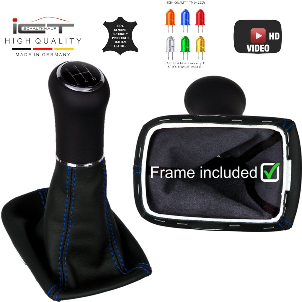 Leather ICT gear shift knob gaiter boot LED Volvo C30 C70 stitching