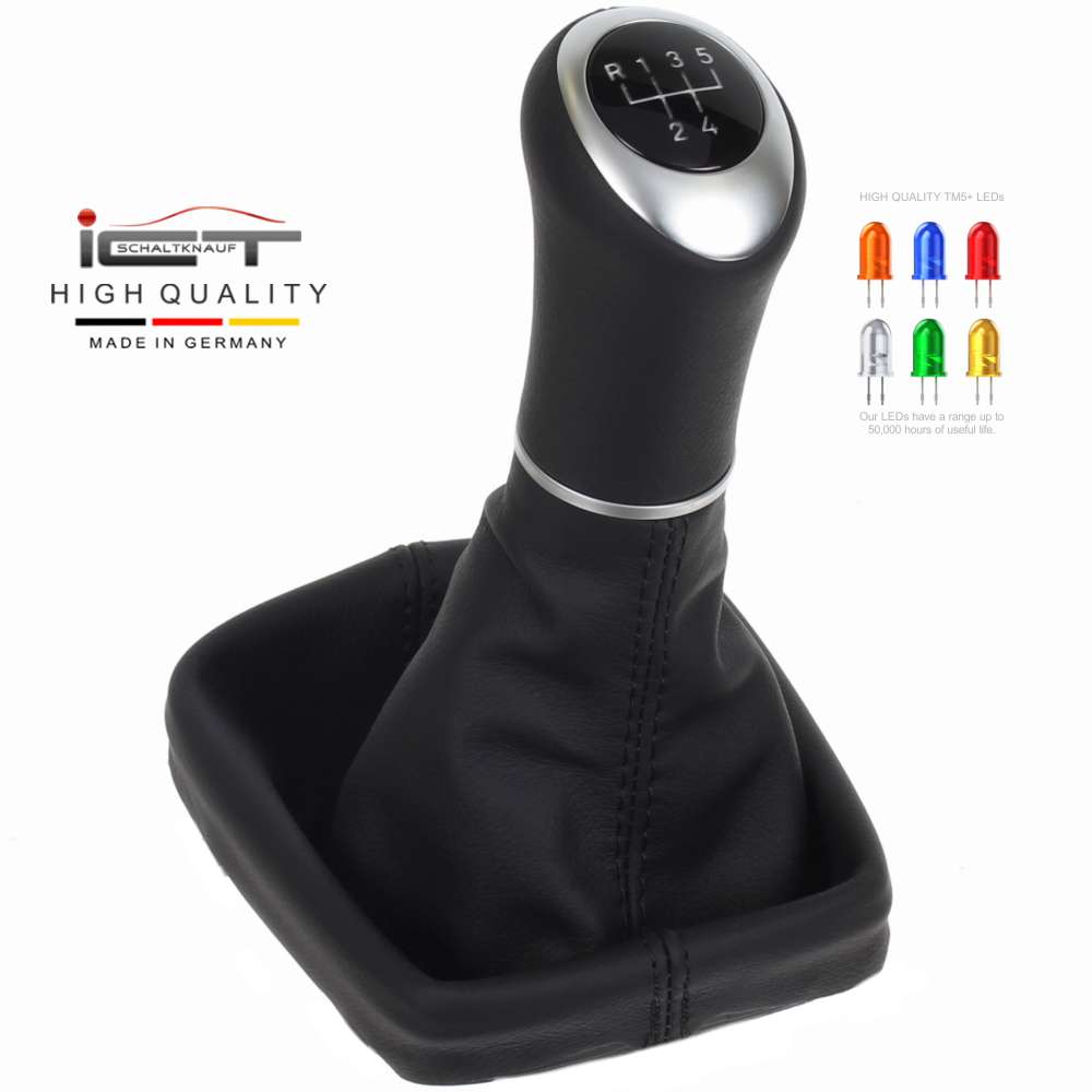 Soufflet Levier De Vitesses En Cuir Véritable Pour Volkswagen EOS (2006-2015) - Noir Avec Couture Noire - Remplacement D'origine